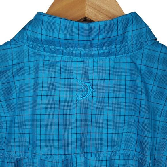 Reel Legends Men's Button-Up Fishing Shirt Sz Large Short Sleeved Vented Blue - Picture 6 of 9